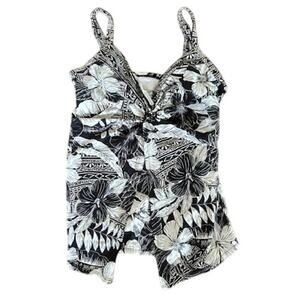 Miraclesuit Floral Black & White Tankini Top – Size 10
